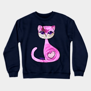 Pink Rose Cat Crewneck Sweatshirt